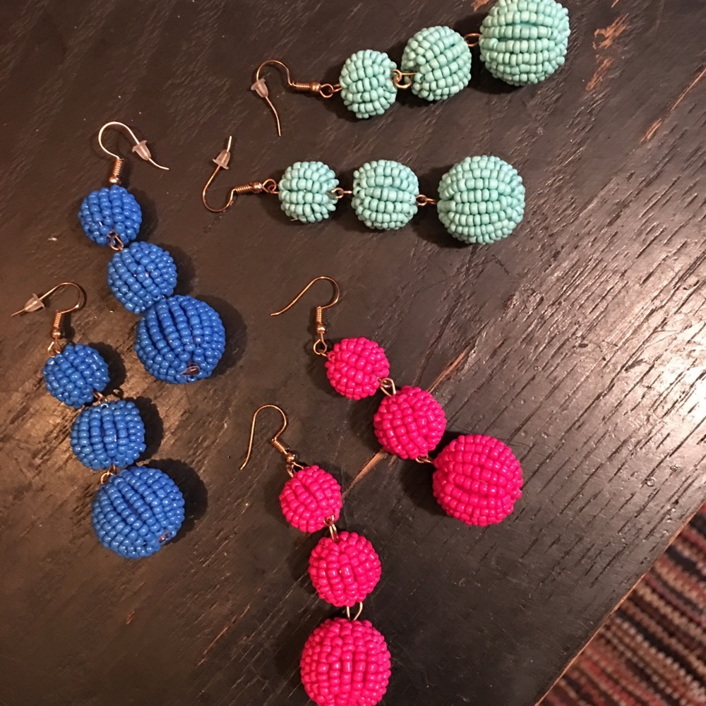 Tri Beaded Earring - 3 pairs